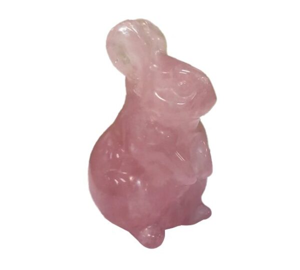 Pink rose quartz rabbit figurine.