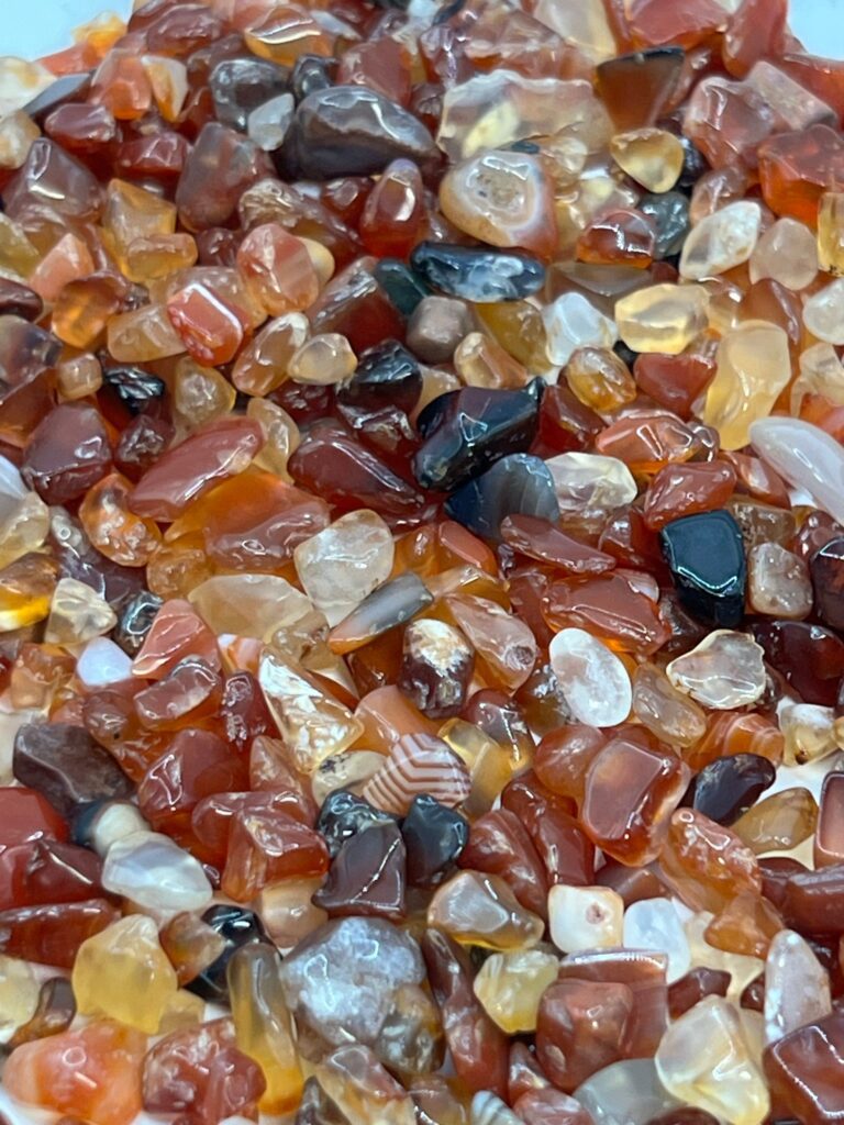 Red, orange, and brown carnelian chips.