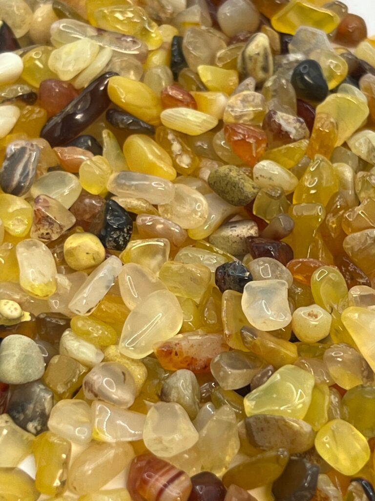 Yellow, white, and brown agate stones.