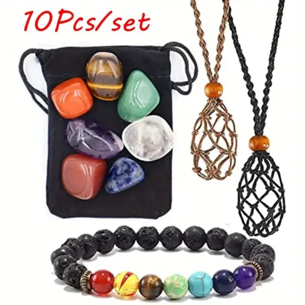 Chakra stone set with bracelet and necklace.