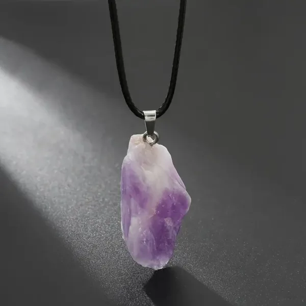 Purple amethyst gemstone pendant necklace.