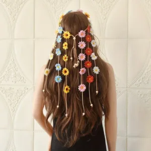 Woman with floral hair garland