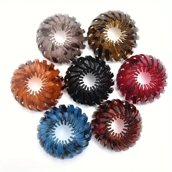 Set of six colorful spiral hair ties.