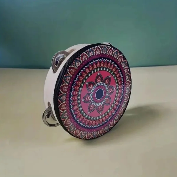 Mandala tambourine with jingle bells.