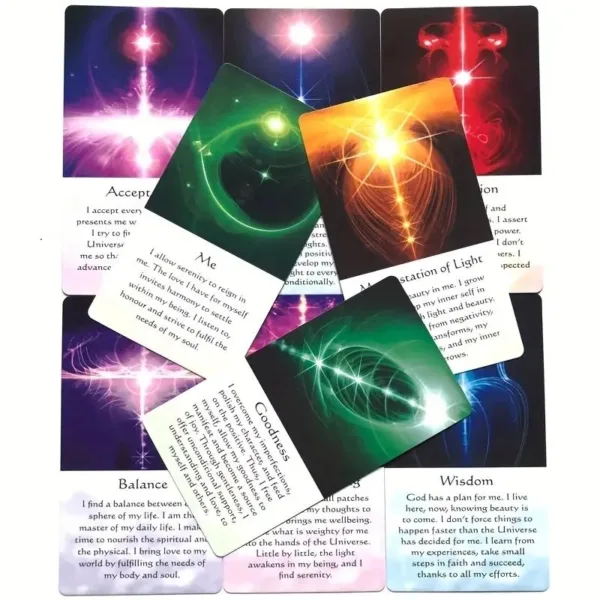 Oracle cards with spiritual themes.