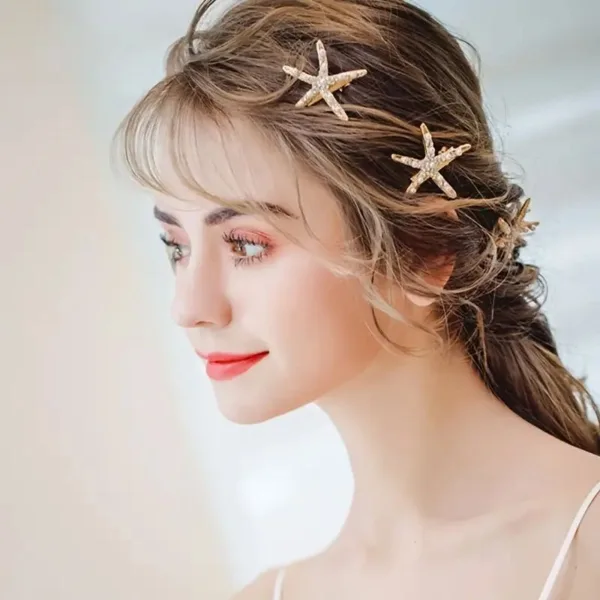 Woman with starfish hair clips.