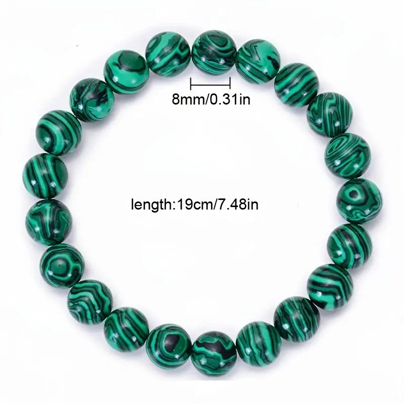 Green malachite gemstone beaded bracelet.