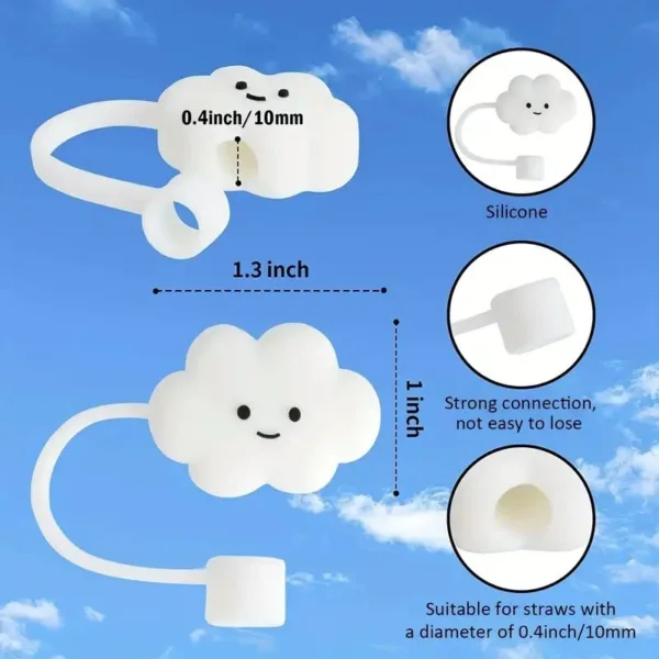 White silicone cloud straw cover.