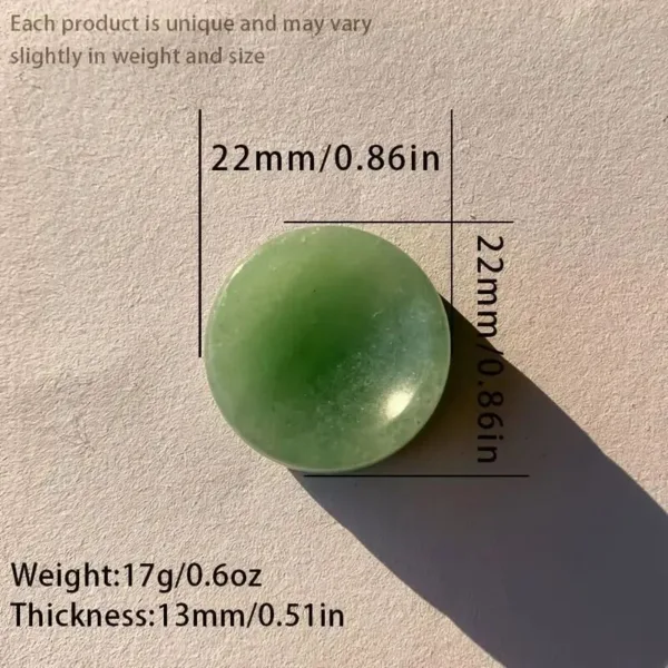 Green jade stone coaster, 22mm diameter.