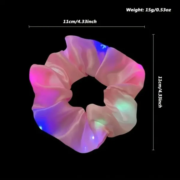 Pink light-up satin scrunchie for hair.