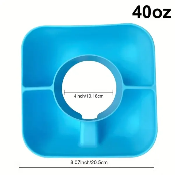 Blue silicone divided snack catcher 40 oz.