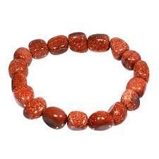 Red and orange gemstone beaded bracelet.