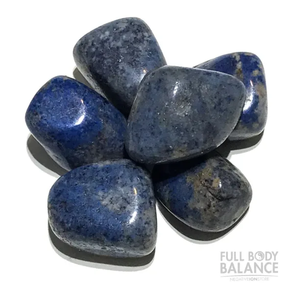 Blue and grey tumbled stones.