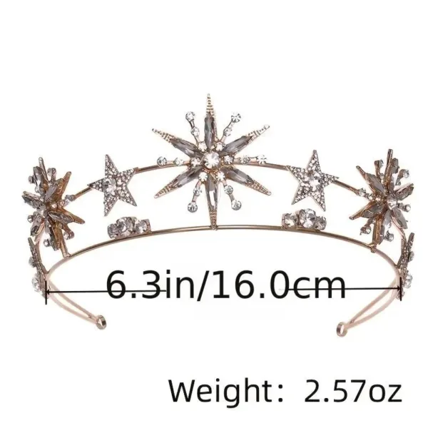 Gold star tiara with rhinestones.