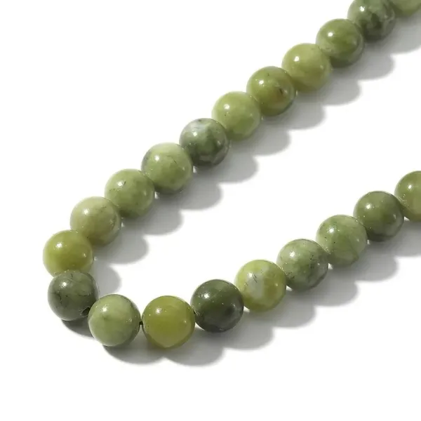 Green jade stone bead necklace.