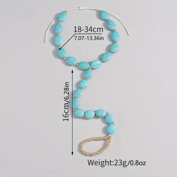 Turquoise beaded adjustable foot chain.