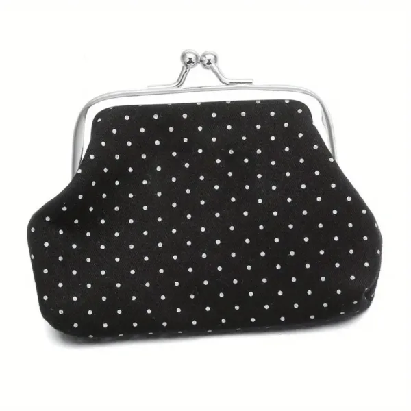 Black and white polka dot coin purse.