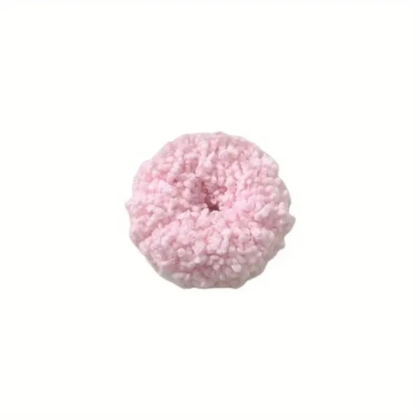 Pink fluffy donut hair scrunchie.