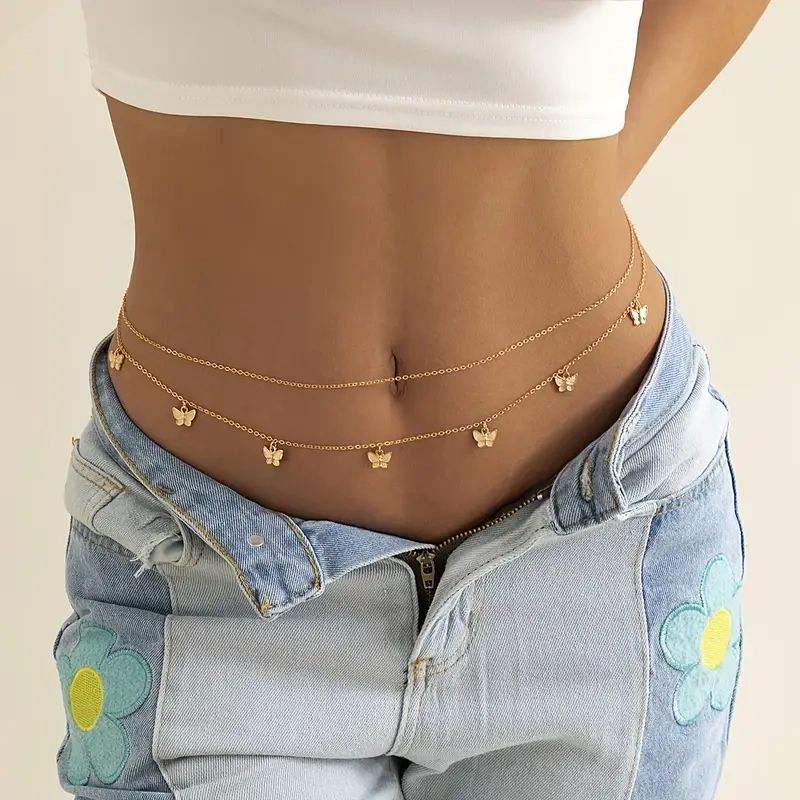 Double layered butterfly waist chain.