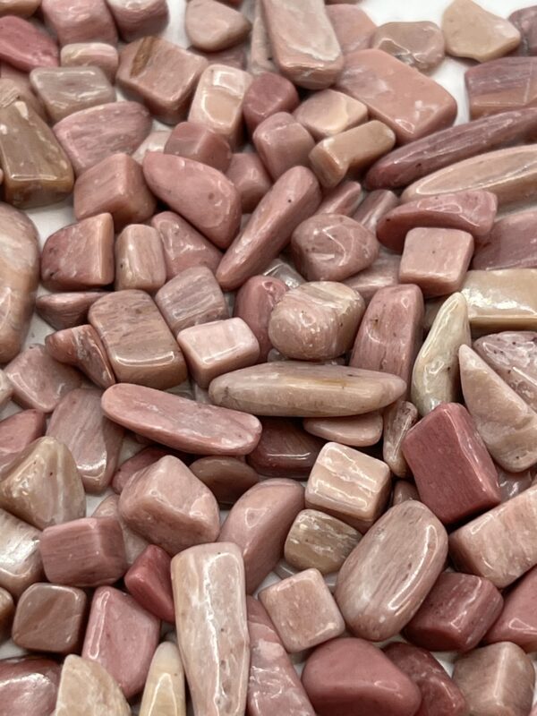 Pink and white tumbled stones.