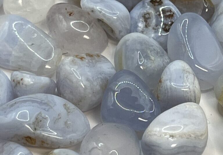 Blue lace agate tumbled stones.