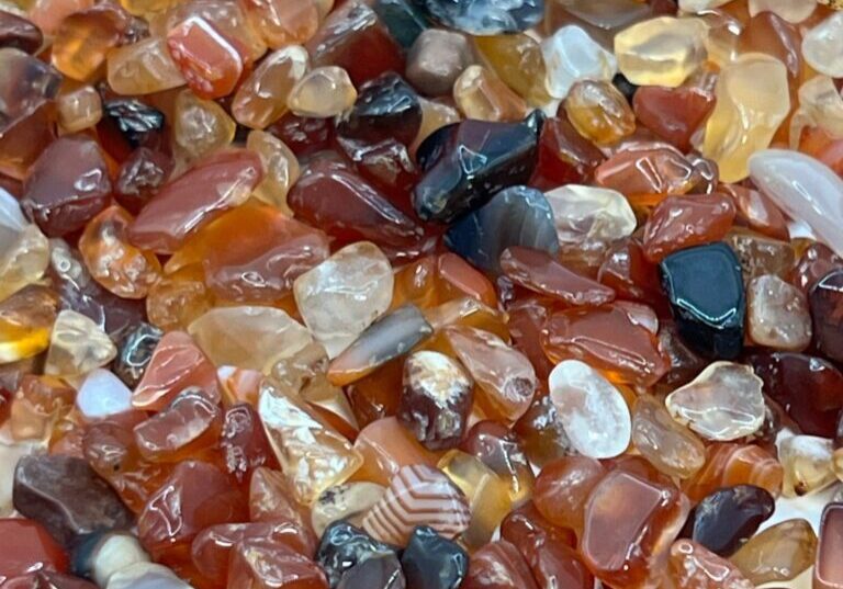 Red, orange, and brown carnelian chips.