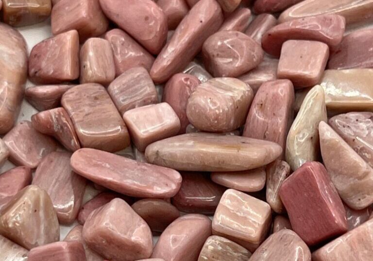 Pink and white tumbled stones.