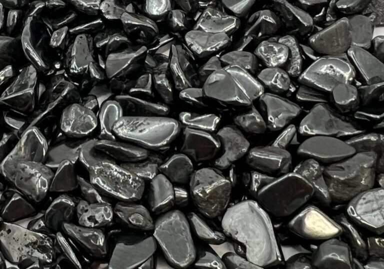 Black hematite tumbled stones.