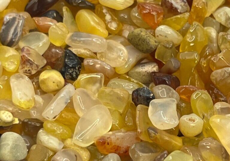 Yellow, white, and brown agate stones.